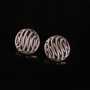 Vtg Antique Swirl Cufflinks Gold Tone Matte Black